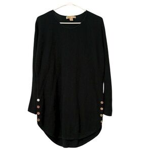 Michael Kors Olive Green Gold Embellished Button Sweater